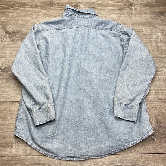 The Great Shirt The Craftsman Womens 2 Blue Railway Wash Denim Button Down Top - Picture 3 of 7